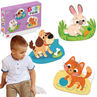 Puzzle 3W1 2-3-4 Elementy ”Zwierzaki” Trzy Układanki Zwierzęta Domowe