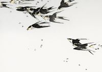 Plakat 100x70cm Flying Magpies, Seitei Japoński Vintage