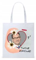 Mateusz Morawiecki Pis Torba Eco Biała Shopper Z Nadrukiem Ze Zdjęciem