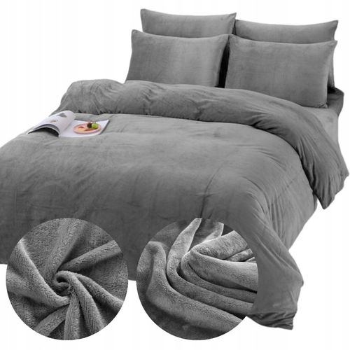 Pościel 200x220 pluszowa polarowa gładka miś kolory zimowa ciepła grafit na Arena.pl