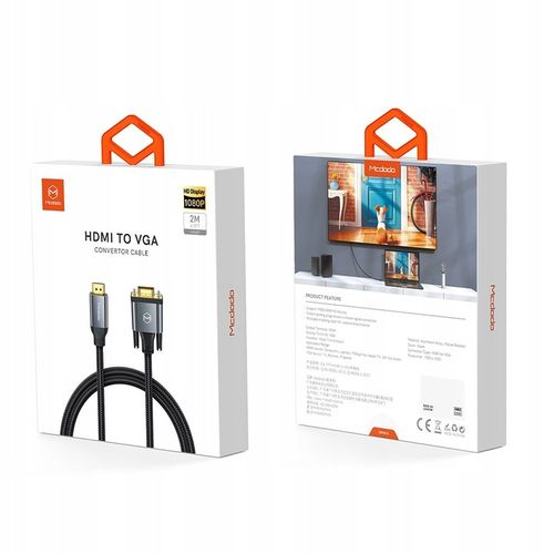 MCDODO KABEL ADAPTER KONWERTER HDMI NA VGA D-SUB DO MONITORA PROJEKTORA 2M na Arena.pl