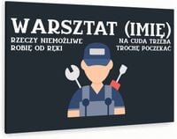 Tabliczka informacyjna znak dibond nadruk uv 20x15 WARSZTAT + TWOJE IMIĘ