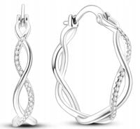 MD eleganckie kolczyki okrągłe przeplatane koła kamienie | S925