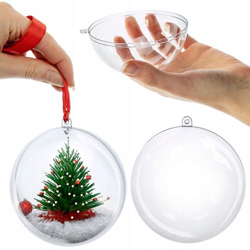 Kula Bombka AKRYLOWA 10cm 10 szt PRZEZROCZYSTA Bombka Plastikowa Otwierana na Arena.pl