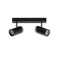 Lagos lampa sufitowa czarny 2x15 GU10 klosz czarny+drewniany