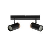 Lagos lampa sufitowa czarny 2x15 GU10 klosz czarny+drewniany