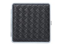 Czarna Metalowa Papierośnica Pokryta Ekoskórą na Wzór Plecionki Gentelo