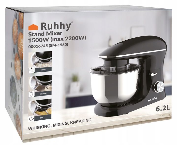 Robot Kuchenny Planetarny Mikser Zestaw Misa 6,2l Wielofunkcyjny 2200W zdjęcie 9