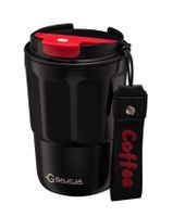 Kubek termiczny bidon COFFEE 350 ml stal nierdzewna 18/10 tworzywo czarny