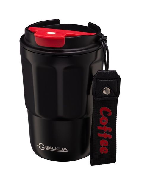 Kubek termiczny bidon COFFEE 350 ml stal nierdzewna 18/10 tworzywo czarny zdjęcie 1