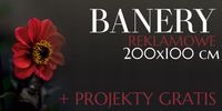 BANER REKLAMOWY plandeka oczkowany 200x100 DOWOLNA GRAFIKA DOWOLNY NAPIS