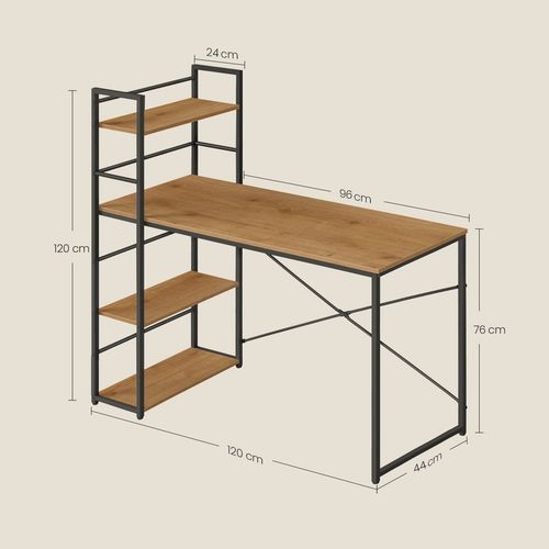 Biurko z Regałem MAX 4.0 Nowoczesne Loft Do Pokoju Biura Dąb na Arena.pl