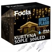 LAMPKI SOPLE ZEWNĘTRZNE 300LED IP44 ŚWIATŁO STAŁE + FLASH -BIAŁE CIEPŁE 11m