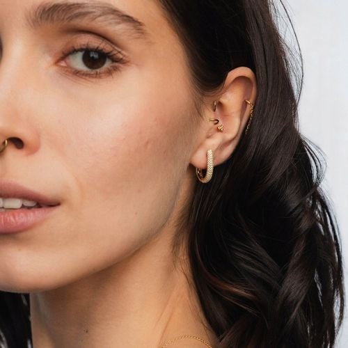 Kolczyki koła pozłacane ANIA KRUK złote ażurowe cyrkonie srebro 925 na Arena.pl