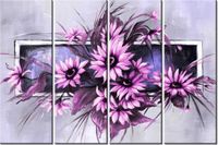 120CM 80 OBRAZ 4 ELEM SŁONECZNIKI FIOLECIE ŚCIENNY