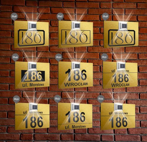 ZŁOTA TABLICZKA ADRESOWA nierdzewna dibond z lampką numer domu 40x30 na Arena.pl