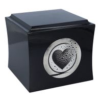 Drewniana urna z motywem złamanego serca Czarna