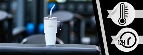 Kubek Termiczny z WYGODNYM Uchwytem i STALOWĄ Słomką TEMPERATURA DO na Arena.pl