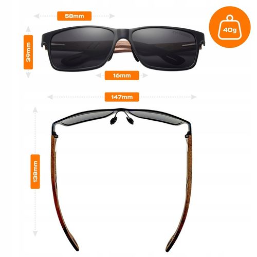 OKULARY PRZECIWSŁONECZNE męskie POLARYZACYJNE drewniane NERDY UV400 + na Arena.pl