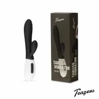 teazers rabbit vibrator black - silikonowy model dwufunkcyjny usb 30 trybow