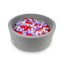 Suchy basen 110x40cm szary z piłeczkami 500szt (przezroczyste, perłowe, wrzosowe, czerwone)