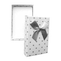 Eleganckie Pudełko Pudełeczko Białe w Szare Kropki Kokarda 5x8x2,5 cm