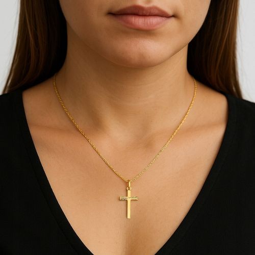 Złoty Łańcuszek 333 Krzyżyk Chrzest Komunia dla dziecka Grawer na Arena.pl