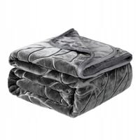 KOC CIEPŁY GRUBY MIĘKKI NARZUTA PLED NA ŁÓŻKO KANAPĘ 160x200 GRAFIT LIŚCIE