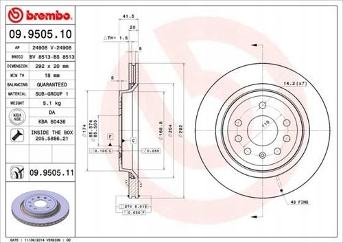 TARCZA HAM TYL 292X20 V BREMBO na Arena.pl