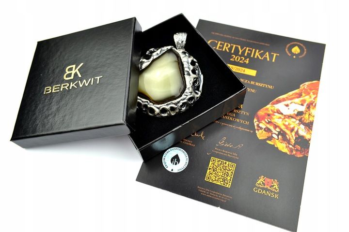 WISIOR BURSZTYN BAŁTYCKI Z CHMURKĄ SREBRO zdjęcie 7