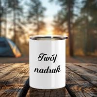 Kubek biały metalowy 300 ml z pokrywką z Twoim nadrukiem