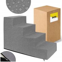 SCHODKI SCHODY DLA PSA RAMPA PODEST STABILNE 4 STOPNIE 40x60x30 CM SZARE