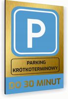 Tabliczka znak informacyjny 40x30 Złota PARKING KRÓTKOTERMINOWY Nierdzewna