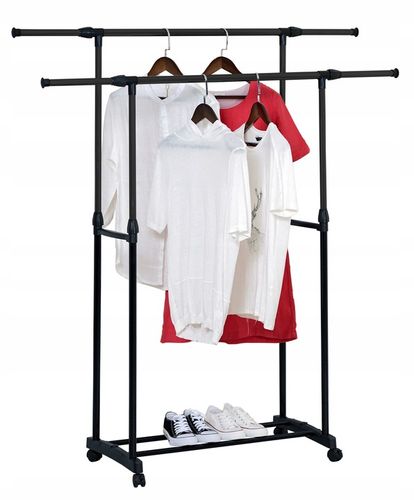 WIESZAK STOJĄCY NA KÓŁKACH PODWÓJNY REGULOWANY WYSUWANY UBRANIA STOJAK na Arena.pl