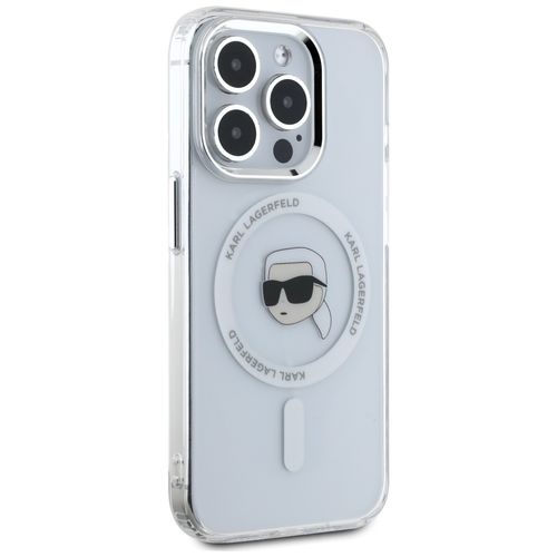 Etui Karl Lagerfeld IML Metal Karl Head  MagSafe do iPhone 15 Pro biały na Arena.pl