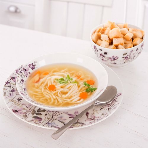 Talerz Obiadowy Duży Płytki Płaski na Obiad Porcelanowy Kwiaty 27 cm na Arena.pl