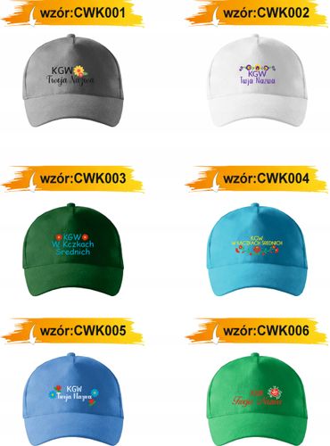 CZAPKA Z HAFTEM z daszkiem KGW koło gospodyń wiejskich + twój napis grafika na Arena.pl
