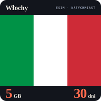 Karta eSIM Internet Włochy 5 GB na 30 dni - bez rejestracji