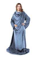 Koc z rękawami Tony D91 niebieski 150x180 mikrofibra do oglądania TV