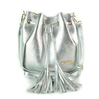 Włoska listonoszka woreczek La Bomba przewieszka złote okucia srebrna skórka nabłyszczana LB38ARG