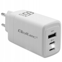 Ładowarka sieciowa Qoltec 65W GaN 5-20V 3-3.35A 2xUSB-C PD 1 x USB QC 3.0