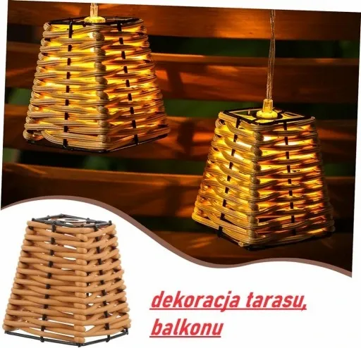 lampa solarna GIRLANDA 10ciepych LED dekoracja taras balkon koszyczek P-725 zdjęcie 8