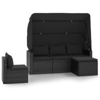 4-cz. zestaw wypoczynkowy do ogrodu, poduszki, czarny rattan PE