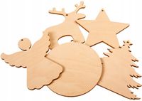 Drewniane Ozdoby Świąteczne choinkowe bombki MIX DO MALOWANIA 50SZT