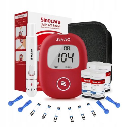 Glukometr Sinocare SAFE AQ SMART w mg/dl z 100 paskami i 100 lancetami na Arena.pl