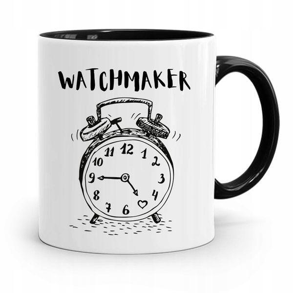 Kubek Czarny Dla Zegarmistrza Watchmaker Z Nadrukiem Ze Zdjęciem zdjęcie 1