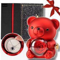 Miś Wieczna Róża Naszyjnik Zestaw Szkatułka Obrotowa Prezent na Walentynki
