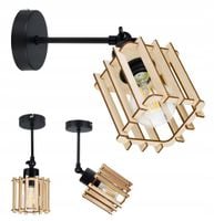 LAMPA KINKIET ścienny ruchomy loft KOSTKA Drewno