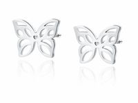 Delikatne rodowane srebrne kolczyki celebrytki ażurowe motylki motyle butterfly srebro 925 Z1835ER