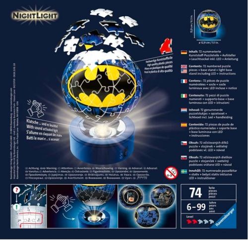 Puzzle 3D Świecąca Kula: Batman 72 Elementy na Arena.pl